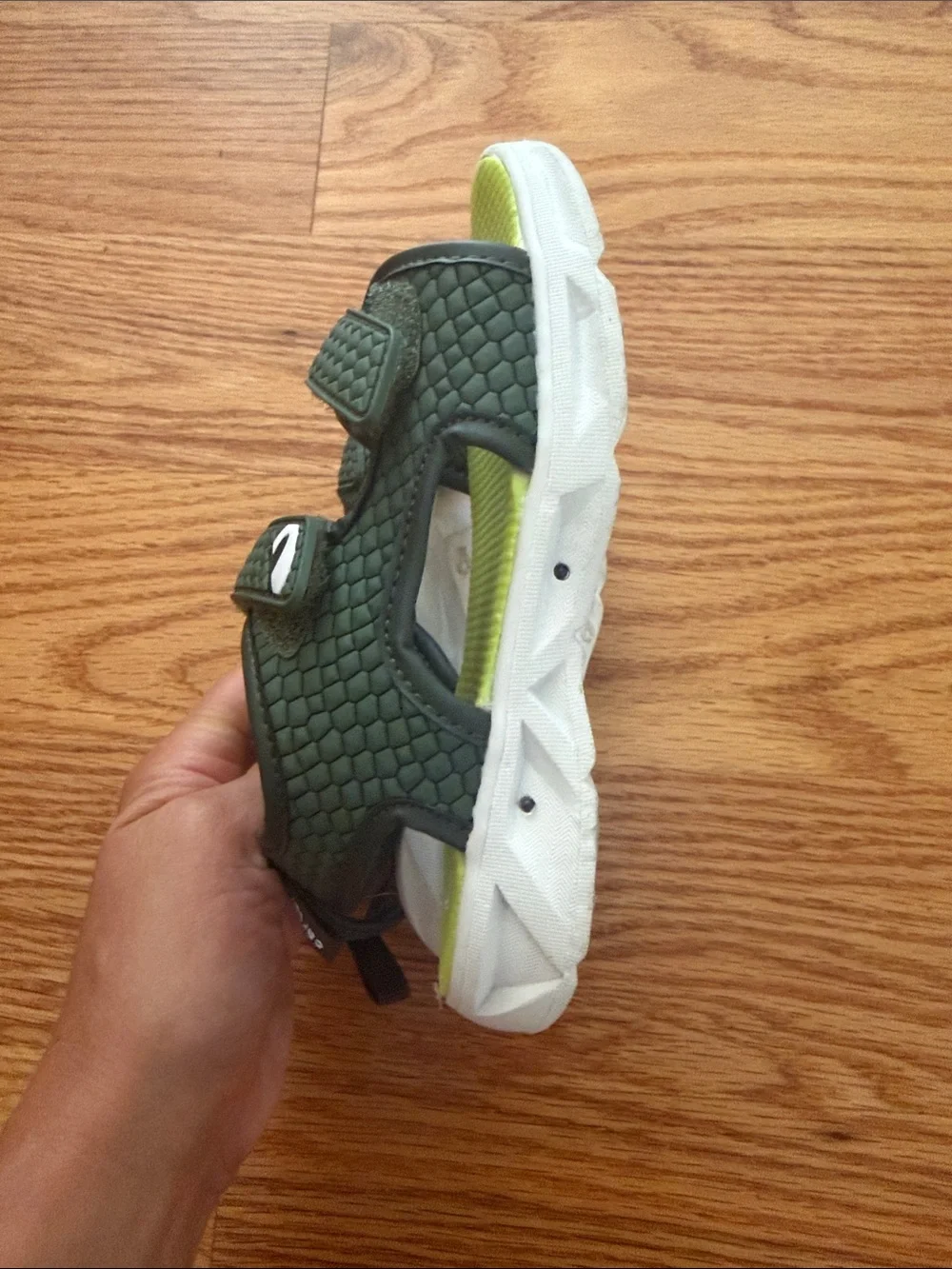 Carter's Dark Green Kids Sandals with Bright Lime Footbed